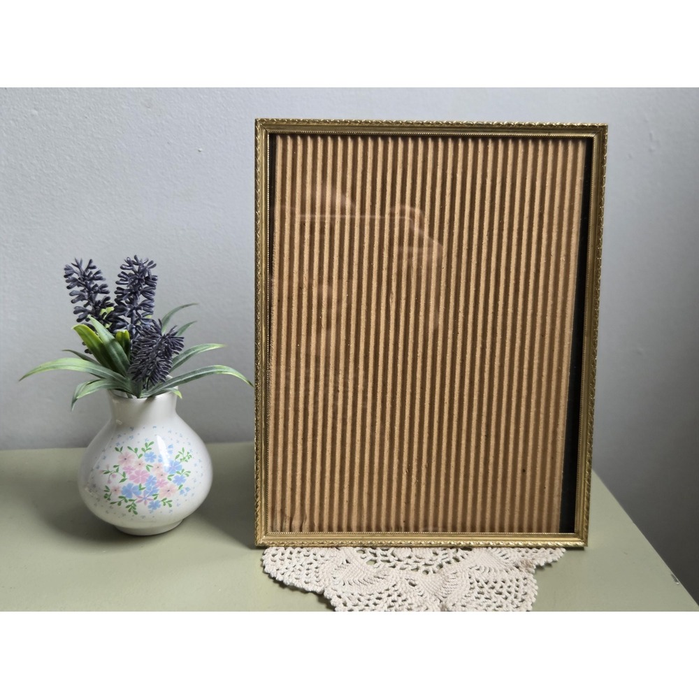 Vintage Gold Picture Frame 8x10 Ribbed Velvet Hollywood Regency